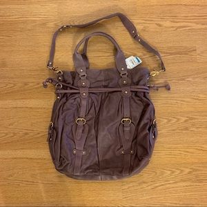 Purple Sabina genuine leather convertible bag